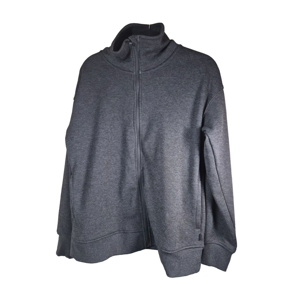Mondetta Womens Heathered Full Zip Fleece Velour Lined Funnel Neck Jacket Size S
